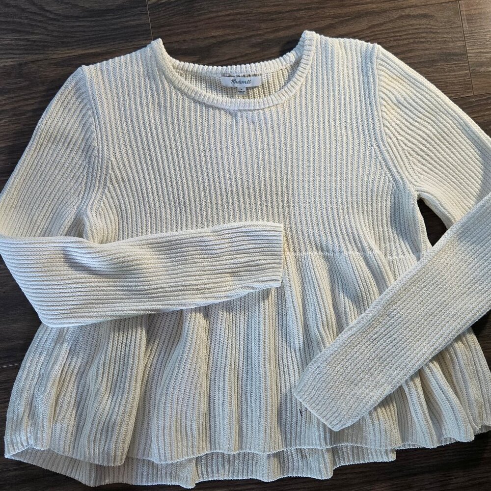 Madewell Cream Ribbed Crew Neck Sweater
